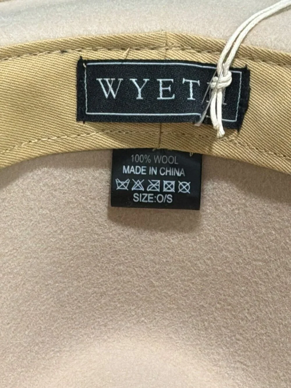 Wyeth Beige Wool Hat With Paisley Scarf Detail Wide Brim New